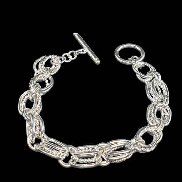Jewelry - STERLING SILVER LADDER CHAIN BRACELET, FANCY, 7 1/2"